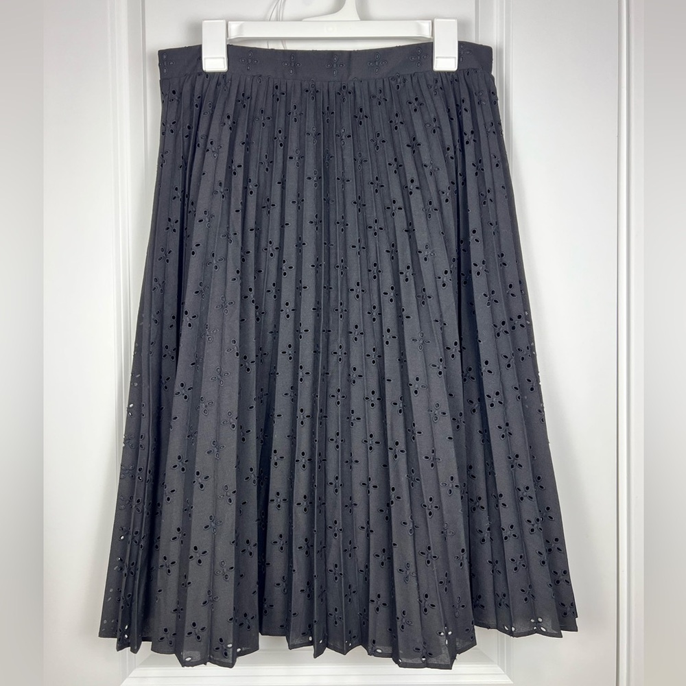 Ann Taylor Black Eyelet Midi Skirt